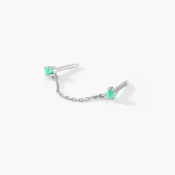 Bijou D'oreille Unitaire Goddess Argent Blanc Turquoise