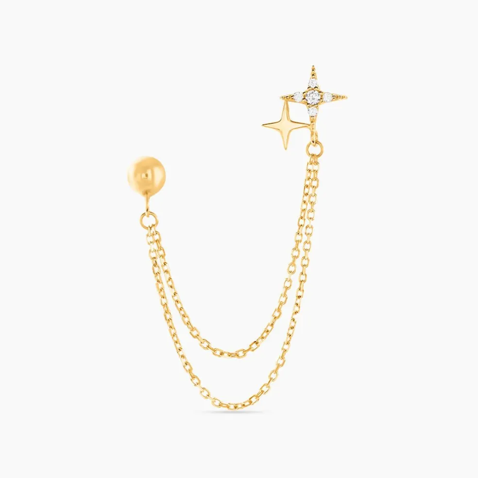 Bijou D'oreille Unitaire Mikko Or Jaune Oxyde De Zirconium