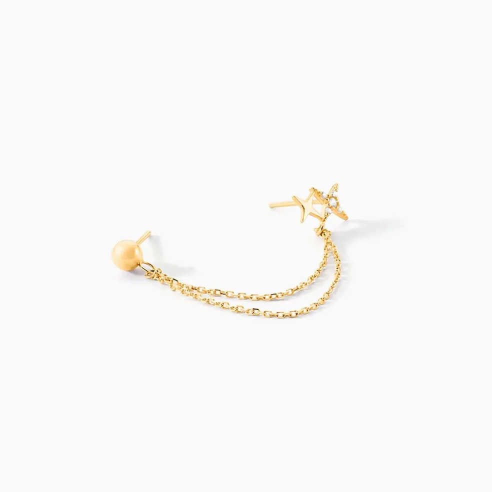 Bijou D'oreille Unitaire Mikko Or Jaune Oxyde De Zirconium