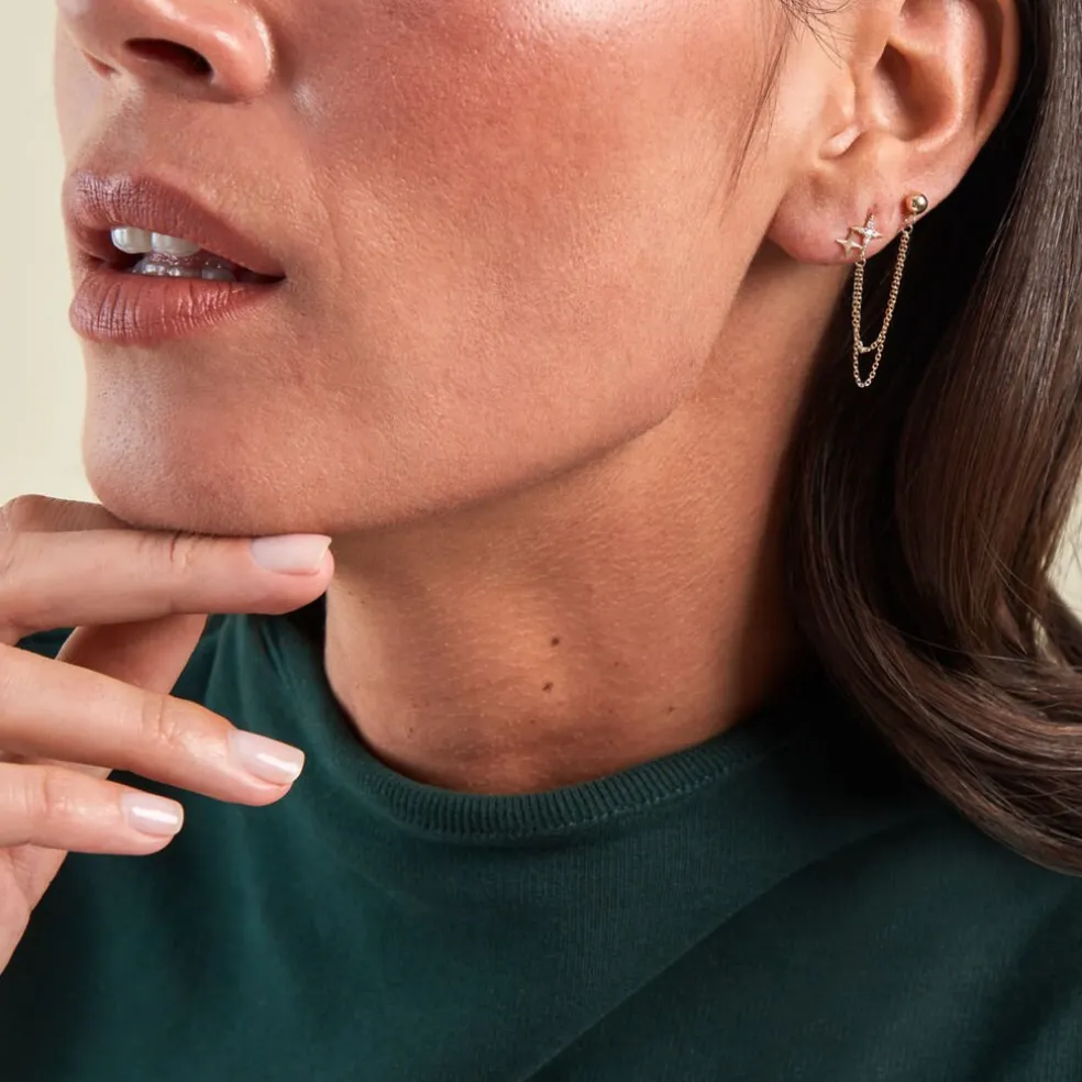 Bijou D'oreille Unitaire Mikko Or Jaune Oxyde De Zirconium