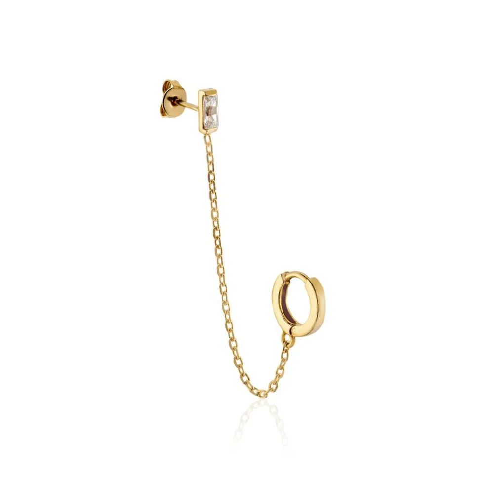 Bijou D'oreille Unitaire Plaqué Or Maverick Oxyde De Zirconium