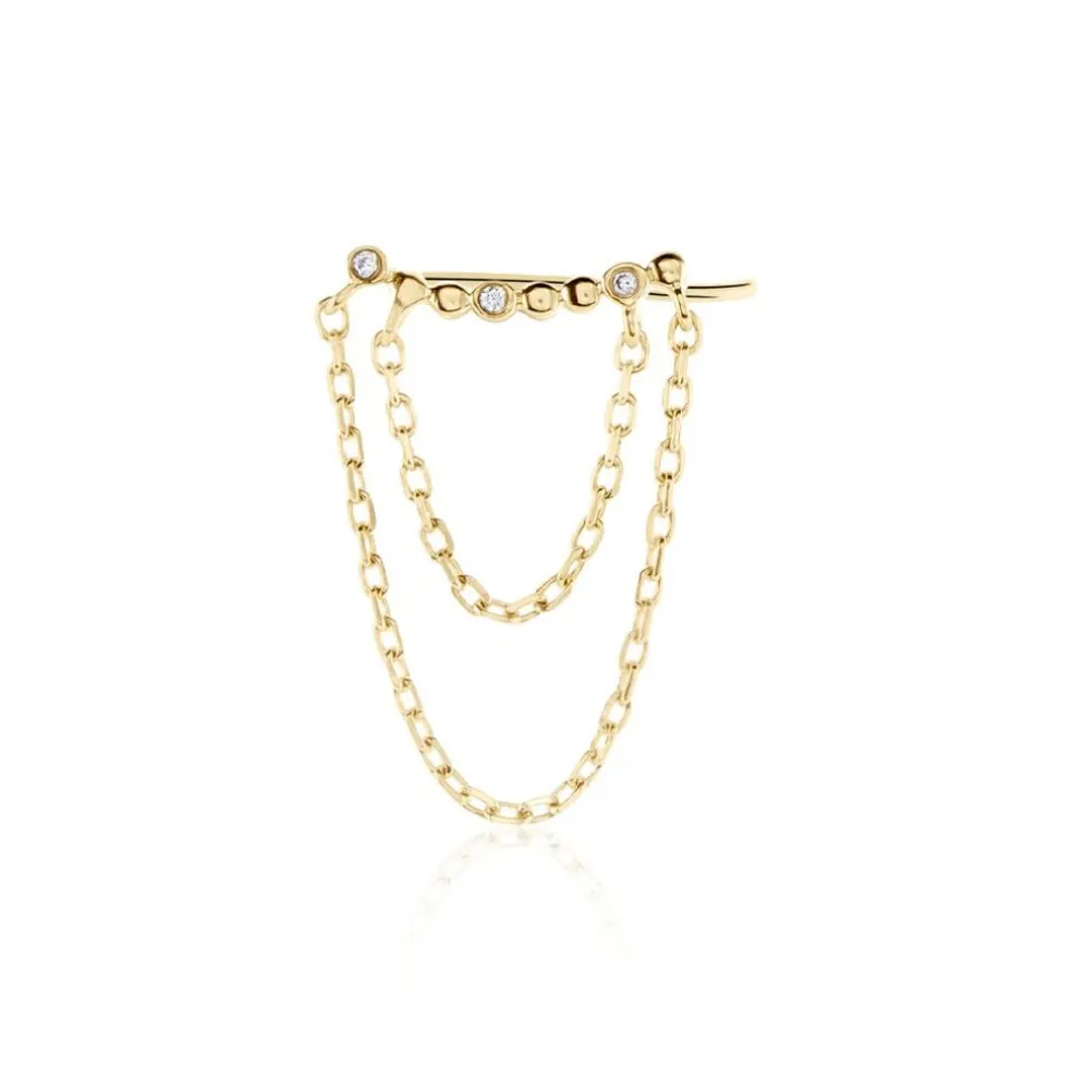 Bijou D'oreille Unitaire Plaqué Or Jaune Kazia Oxydes De Zirconium