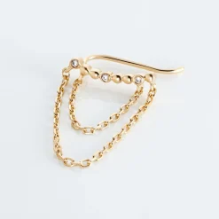 Bijou D'oreille Unitaire Plaqué Or Jaune Kazia Oxydes De Zirconium