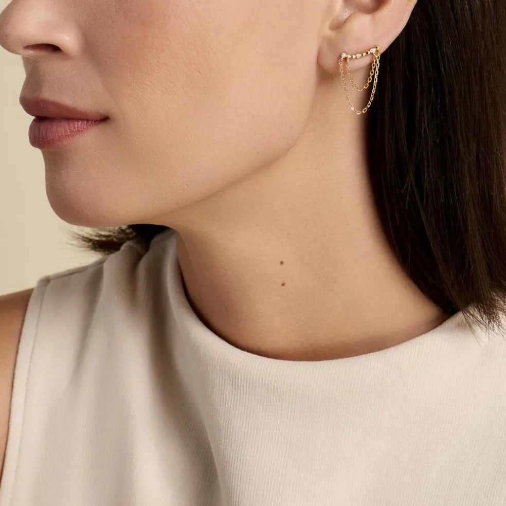 Bijou D'oreille Unitaire Plaqué Or Jaune Kazia Oxydes De Zirconium