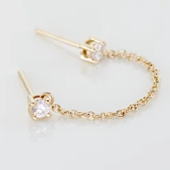 Bijou D'oreille Unitaire Pendante Plaqué Or Jaune Dofi Oxyde