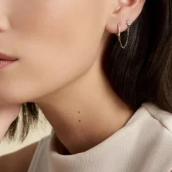 Bijou D'oreille Unitaire Plaqué Or Hesmee Oxyde De Zirconium