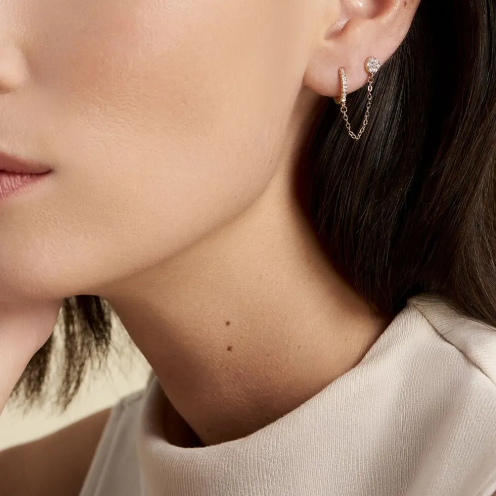 Bijou D'oreille Unitaire Plaqué Or Hesmee Oxyde De Zirconium