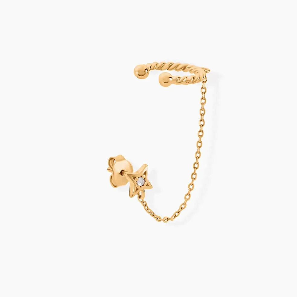 Bijou D'oreille Unitaire Plaqué Or Sweyn Oxyde De Zirconium