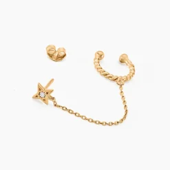 Bijou D'oreille Unitaire Plaqué Or Sweyn Oxyde De Zirconium