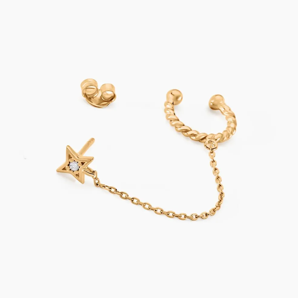 Bijou D'oreille Unitaire Plaqué Or Sweyn Oxyde De Zirconium