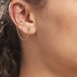 Bijou D'oreille Unitaire Plaqué Or Sweyn Oxyde De Zirconium