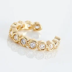 Bijou D'oreille Unitaire Silohe Plaqué Or Jaune Oxyde De Zirconium