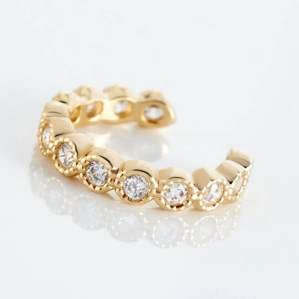 Bijou D'oreille Unitaire Silohe Plaqué Or Jaune Oxyde De Zirconium