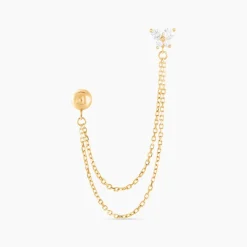 Bijou D'oreille Unitairenat Or Jaune Oxyde De Zirconium