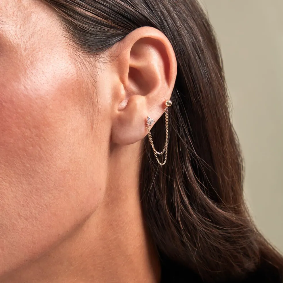 Bijou D'oreille Unitairenat Or Jaune Oxyde De Zirconium