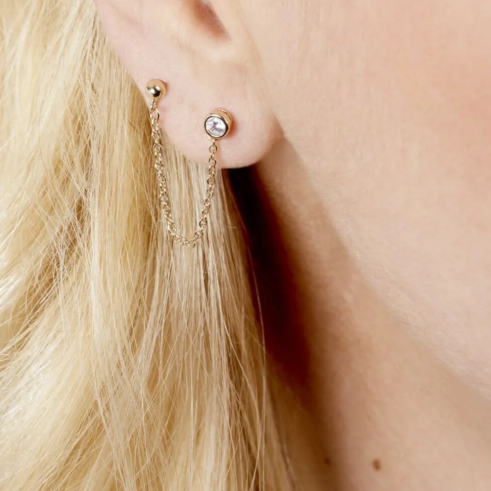 Bijoux D'oreille Unitaire Pendante Plaqué Or Jaune Dofi Oxyde