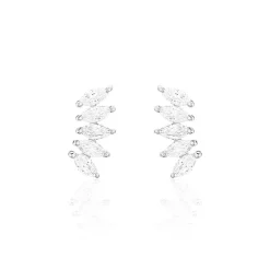 Bijoux D'oreilles Edma Or Blanc Oxyde De Zirconium