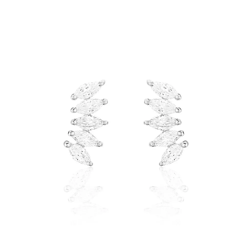 Bijoux D'oreilles Edma Or Blanc Oxyde De Zirconium