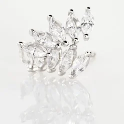 Bijoux D'oreilles Edma Or Blanc Oxyde De Zirconium