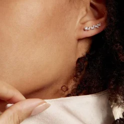 Bijoux D¿oreilles Grimpants Enza Argent Blanc Oxyde De Zirconium