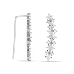 Bijoux D¿oreilles Grimpants Sarida Argent Blanc Oxyde De Zirconium