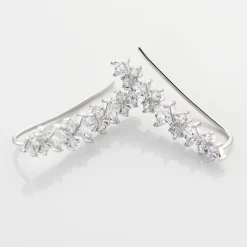 Bijoux D¿oreilles Grimpants Sarida Argent Blanc Oxyde De Zirconium