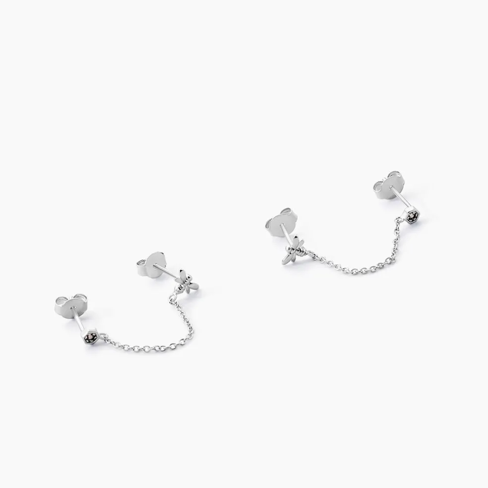 Bijoux D'oreilles Honey Argent Blanc Oxyde De Zirconium