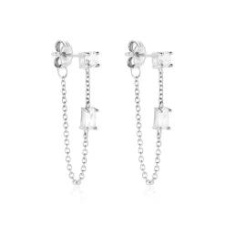 Bijoux D'oreilles Kerrie Argent Blanc Oxyde De Zirconium