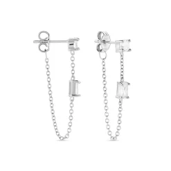 Bijoux D'oreilles Kerrie Argent Blanc Oxyde De Zirconium
