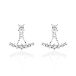 Bijoux D'oreilles Kyoto Or Blanc Oxyde De Zirconium