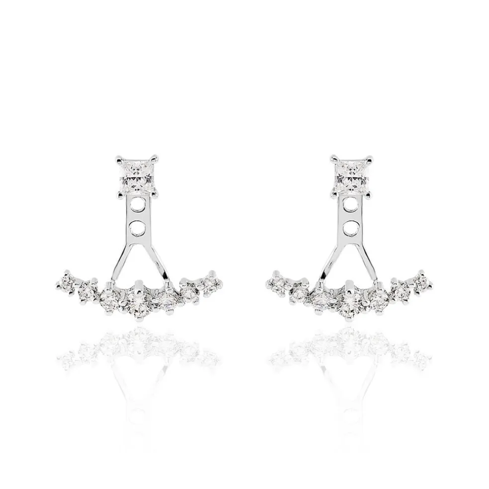 Bijoux D'oreilles Kyoto Or Blanc Oxyde De Zirconium