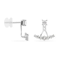 Bijoux D'oreilles Kyoto Or Blanc Oxyde De Zirconium
