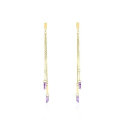 Bijoux D'oreilles Lavender Or Jaune Améthyste