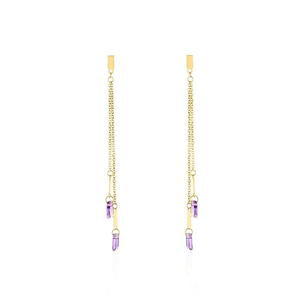 Bijoux D'oreilles Lavender Or Jaune Améthyste