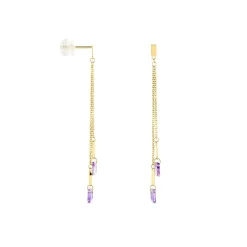 Bijoux D'oreilles Lavender Or Jaune Améthyste