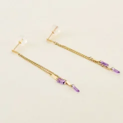 Bijoux D'oreilles Lavender Or Jaune Améthyste