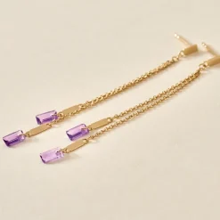 Bijoux D'oreilles Lavender Or Jaune Améthyste