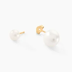 Bijoux D'oreilles Metisse Or Jaune Perle De Culture