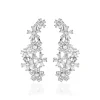 Bijoux D'oreilles Midnight Flower Argent Blanc Oxyde De Zirconium