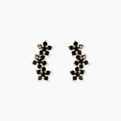 Bijoux D'oreilles Midnight Royalty Plaqué Or Jaune Oxyde De Zirconium