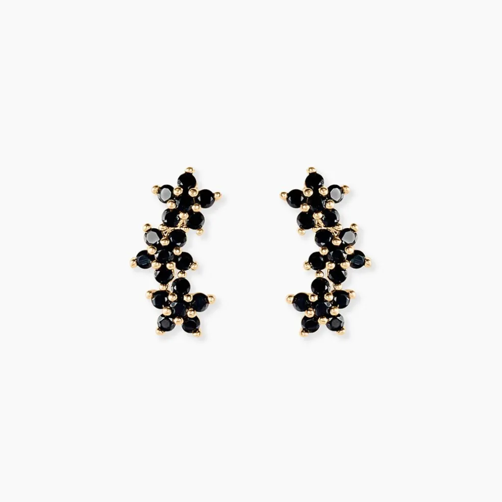 Bijoux D'oreilles Midnight Royalty Plaqué Or Jaune Oxyde De Zirconium