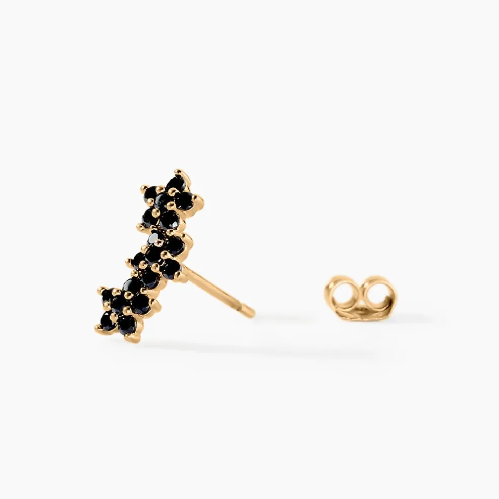 Bijoux D'oreilles Midnight Royalty Plaqué Or Jaune Oxyde De Zirconium