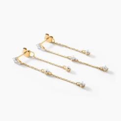 Bijoux D'oreilles Or Jaune Eclat D'etoile Oxyde De Zirconium