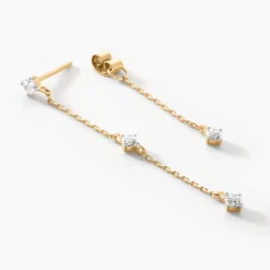 Bijoux D'oreilles Or Jaune Eclat D'etoile Oxyde De Zirconium