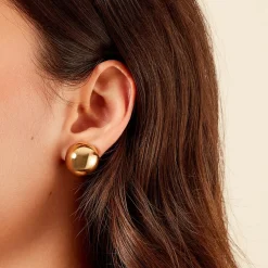 Bijoux D'oreilles Perles Solaires Acier Jaune
