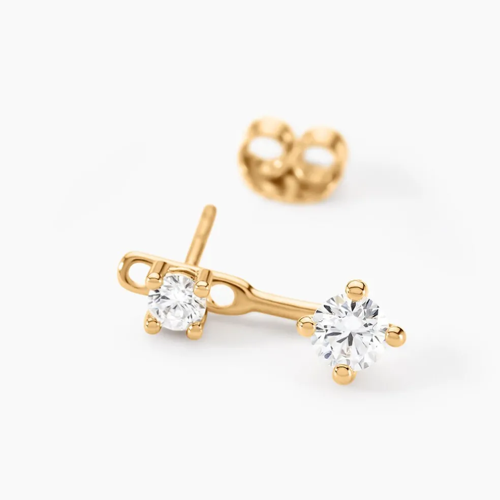 Bijoux D'oreilles Plaqué Or Dedale Oxydes De Zirconium