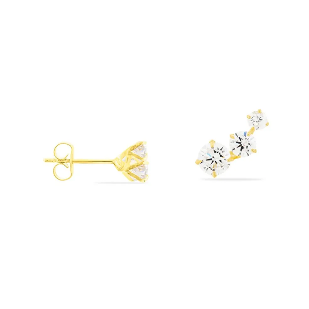 Bijoux D'oreilles Raffaele Or Jaune Oxyde De Zirconium