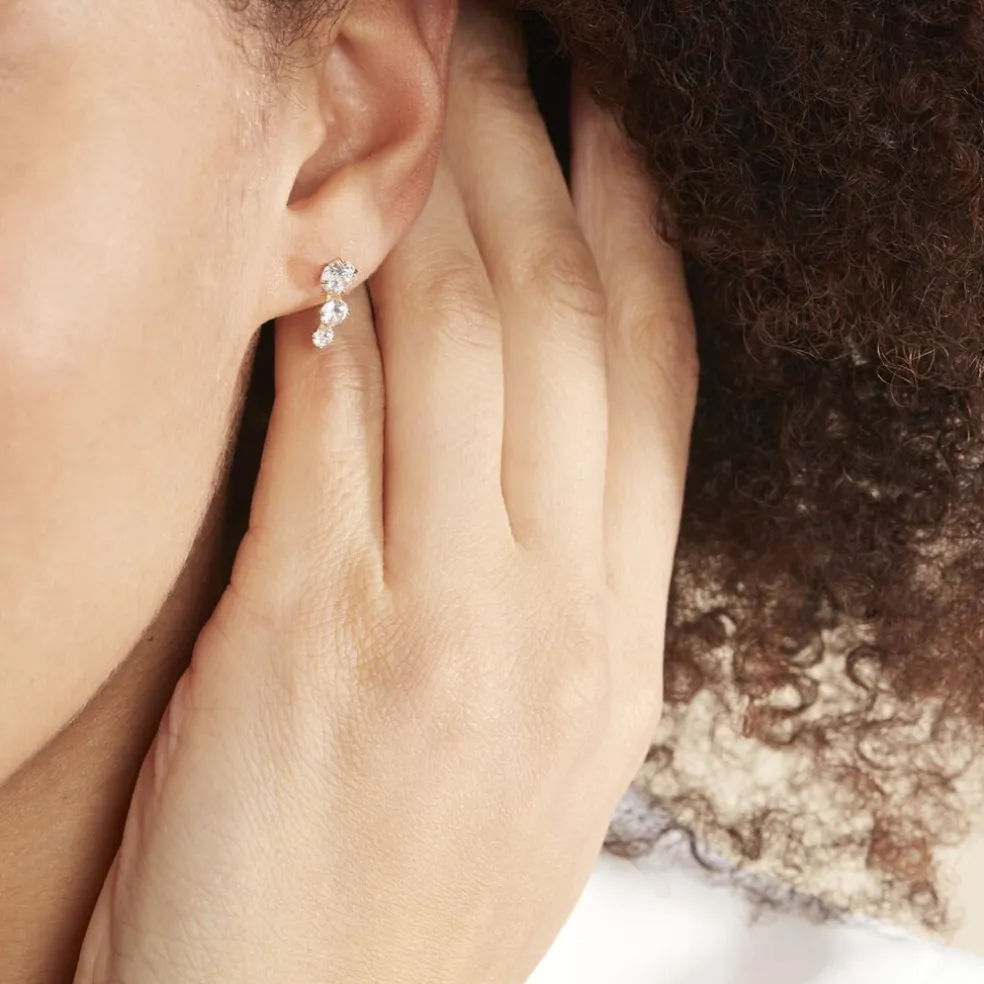 Bijoux D'oreilles Raffaele Or Jaune Oxyde De Zirconium