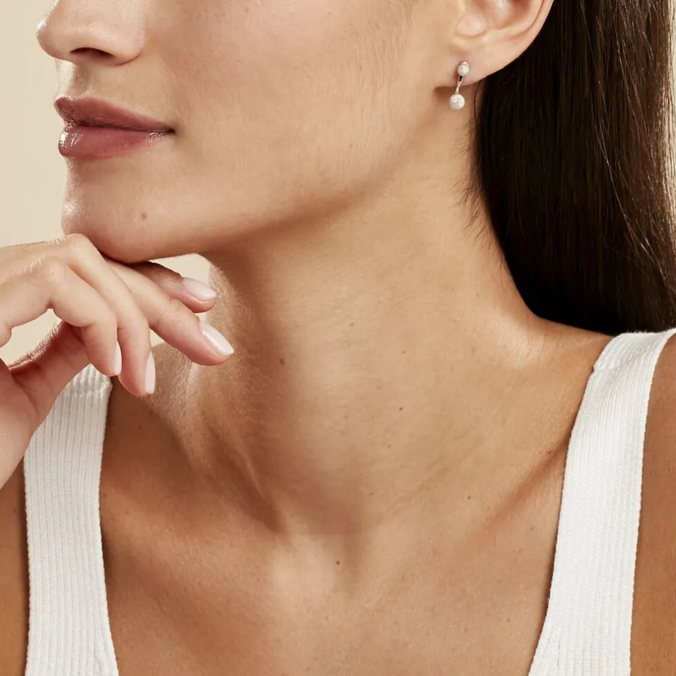 Bijoux D'oreilles Rosely Argent Blanc