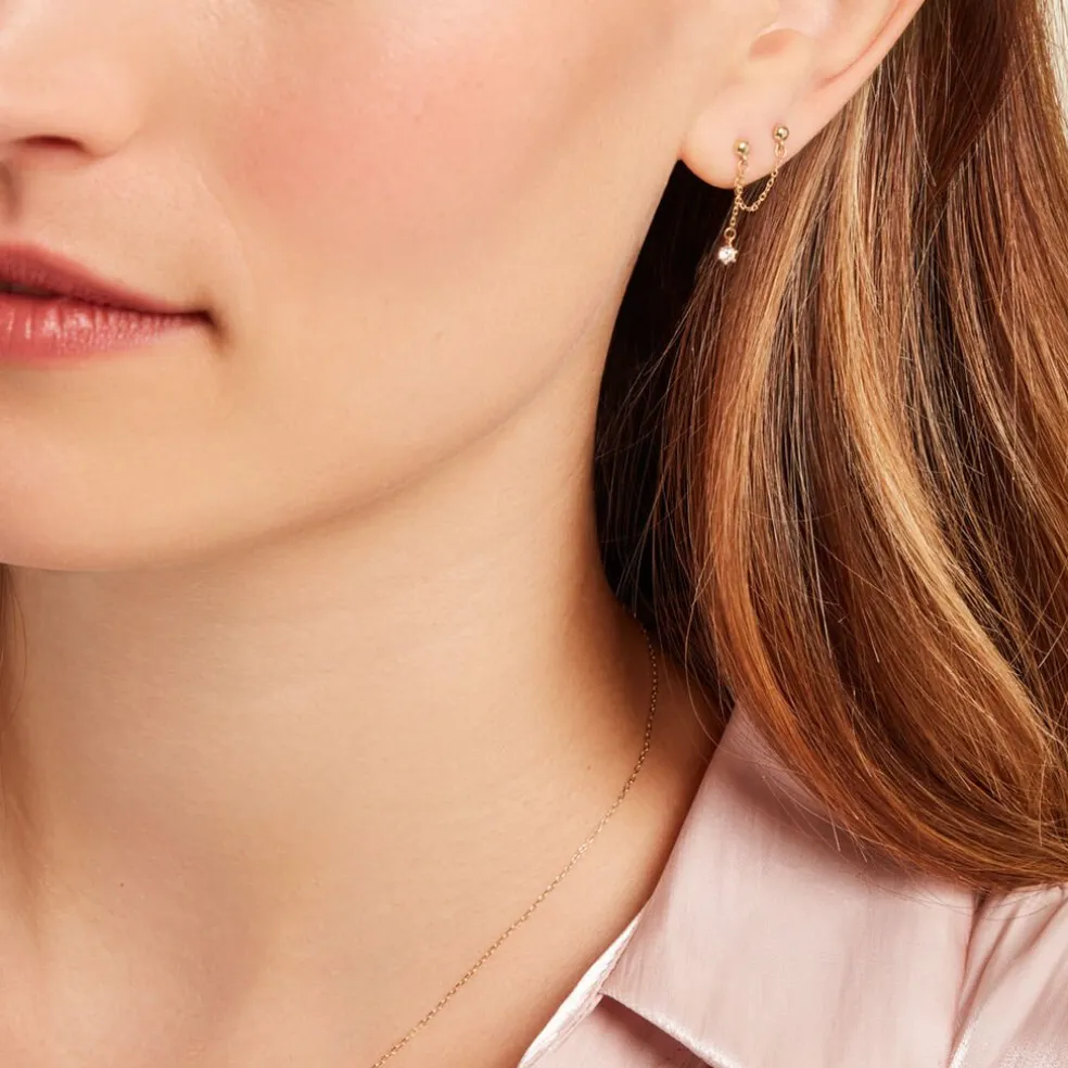 Bijoux D'oreilles Sly Or Jaune Oxyde De Zirconium